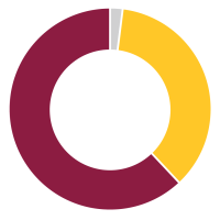 Pie chart showing 62%, 36% and 2%.