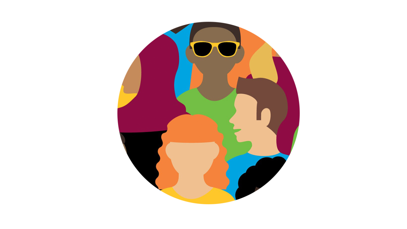 Graphic of people from different backgrounds.