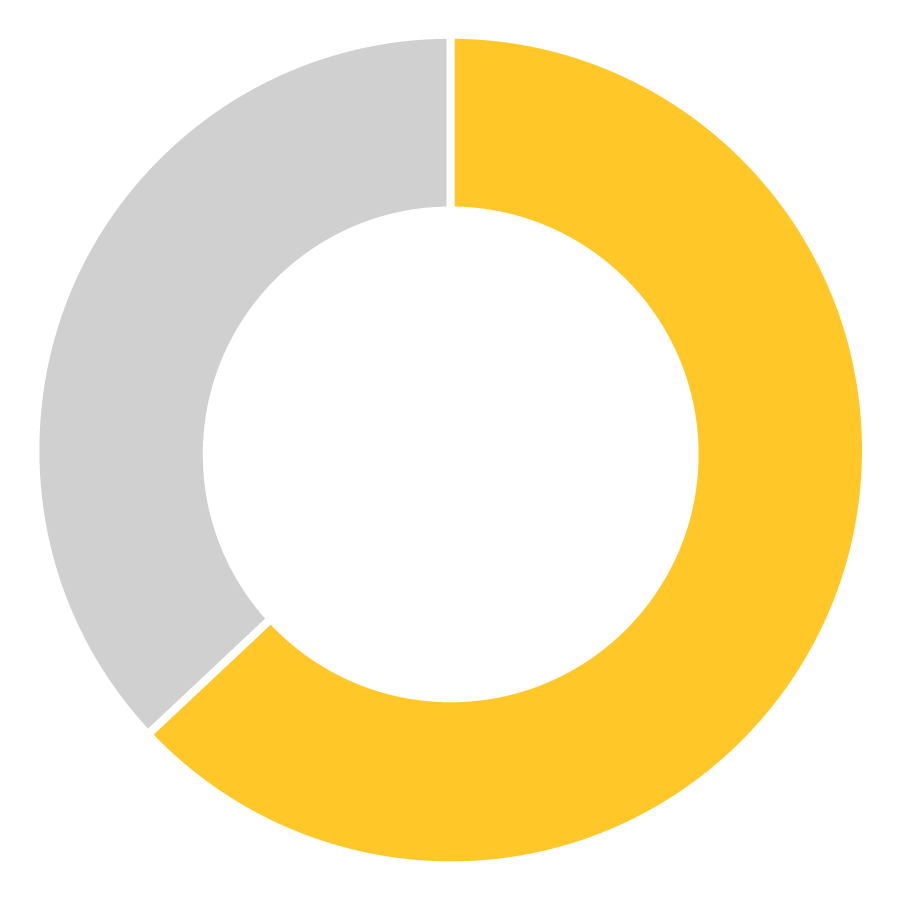 Pie chart showing 63%. 